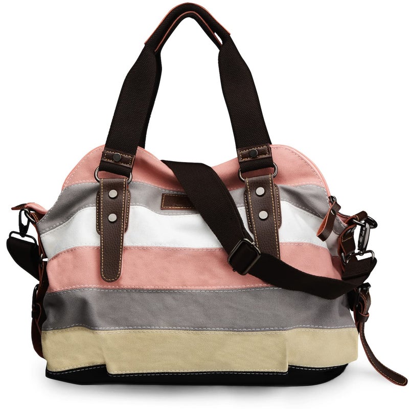 SNUG STAR Canvas Handbag Multi-Color Striped Lattice Cross Body Shoulder Purse Bag Tote-Handbag for Women (Multi Color C) - Image 1